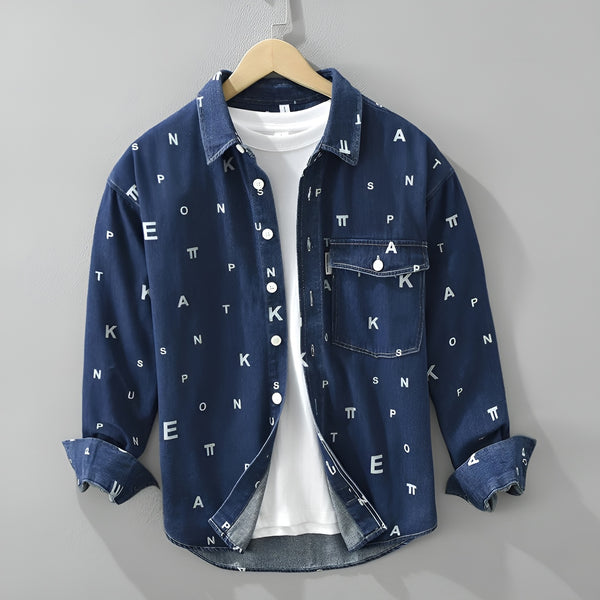 Henrik™ | Mönstrad Denimskjorta i 100% Bomull