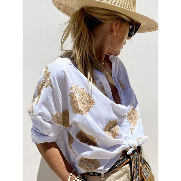 Simone™ | Drömmig Ibiza-Blus med Boho-Chic Elegans