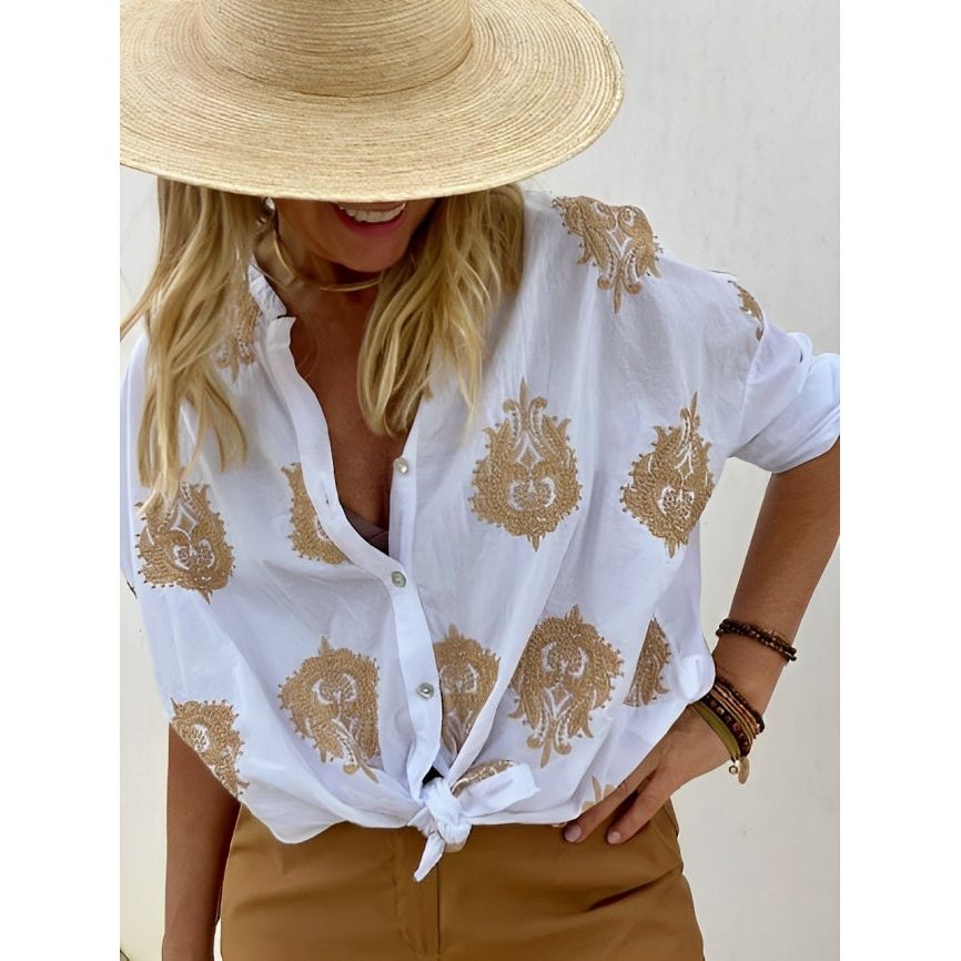 Simone™ | Drömmig Ibiza-Blus med Boho-Chic Elegans
